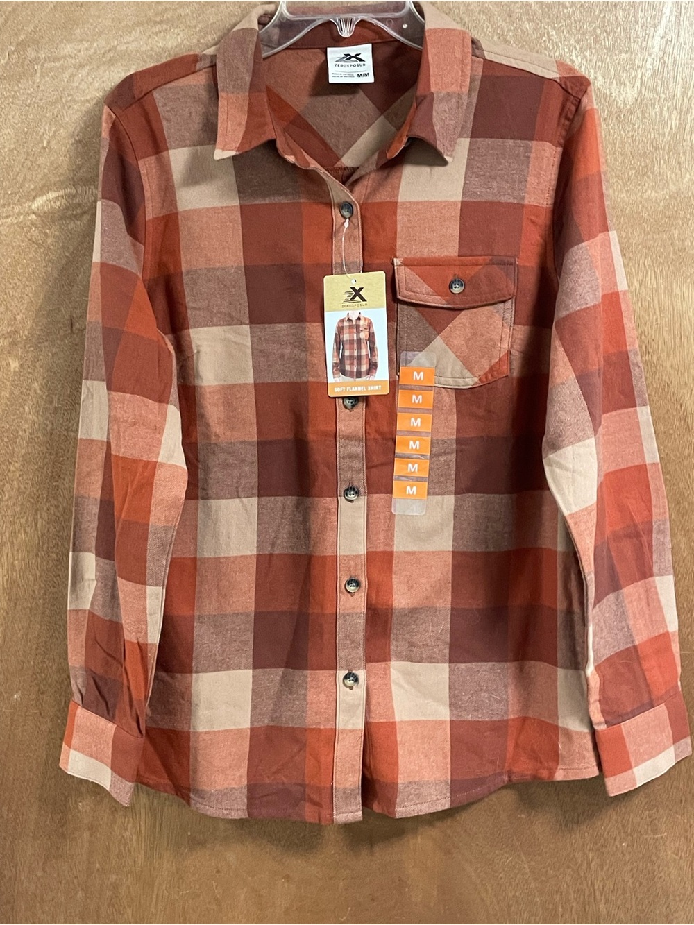 Unbranded Women’s  Rust Plaid Button-Up Shirt - Medium